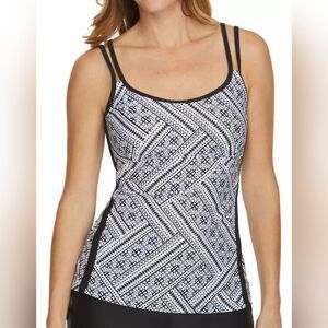 Splashletics Black & White Tankini Top (L)
